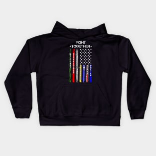 Fight Together USA Flag Thin Line Police, Firefighter Nurses Kids Hoodie